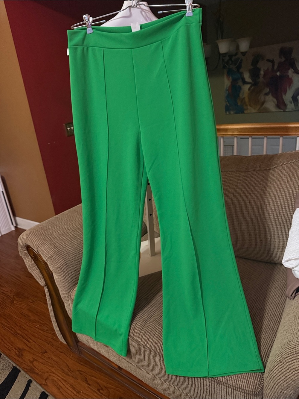 Green High-Waist Wide-Leg Pants